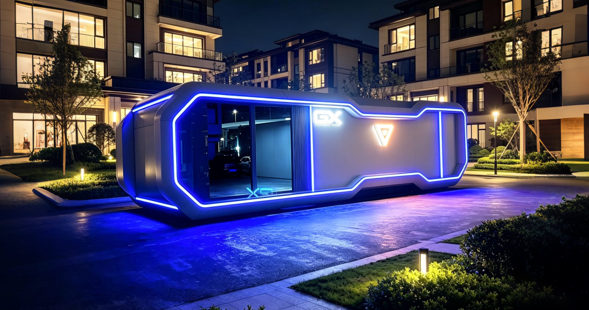 eBlue modular space capsule house, futuristic prefab pod home for resorts and estates